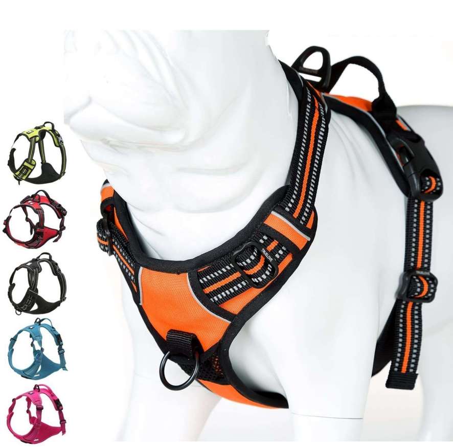 Customized Soft Front Dog Harness Adjustable Reflective Oxford Easy Control Handle No Pull Dog Harness